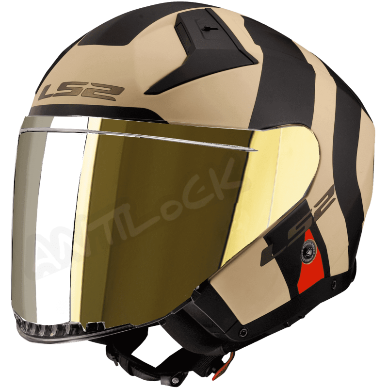 LS2 OF603 INFINITY II SPECIAL MATT SAND-06 3XL AVEC VISIÈRE MIROIR OR