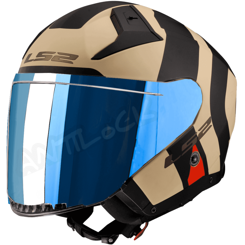 LS2 OF603 INFINITY II SPECIAL MATT SAND-06 3XL AVEC VISIÈRE MIROIR BLEU