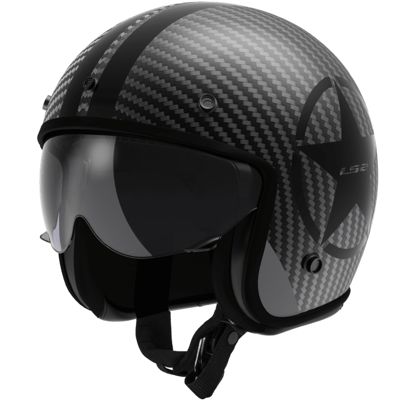 LS2 CASQUE JET OF601 BOB II CARBON STAR MAT