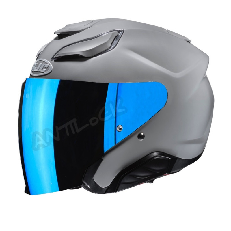 HJC CASQUE JET F31 GRIS NARDO - NARDO GREY AVEC VISIÈRE MIROIR BLEU
