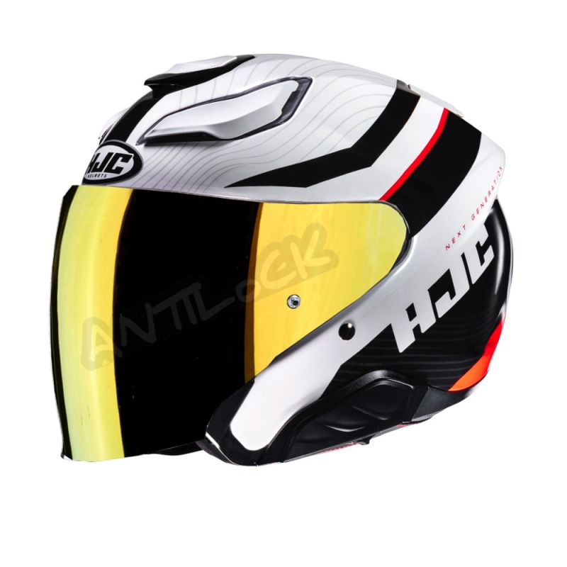 HJC CASQUE JET F31 NABY AVEC VISIÈRE MIROIR OR