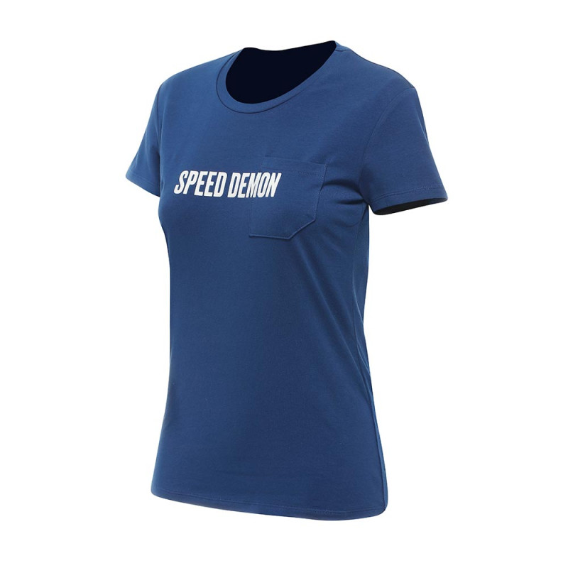 DAINESE T-SHIRT DEMON POCKET WOMEN - BLEU