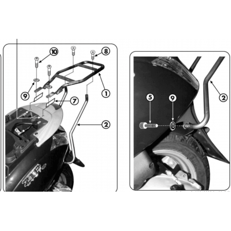 GIVI SUPPORT TOP CASE MONOKEY OU MONOLOCK PIAGGIO ZIP 50-125 (SR56)