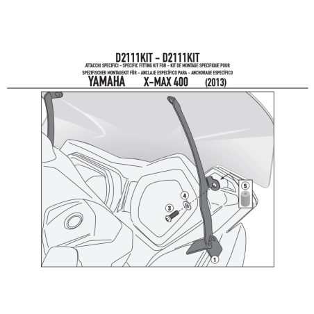 GIVI KIT FIXATION PARE BRISE 2111DT YAMAHA X-MAX 125/250 '14 A 17 (D2111KIT)