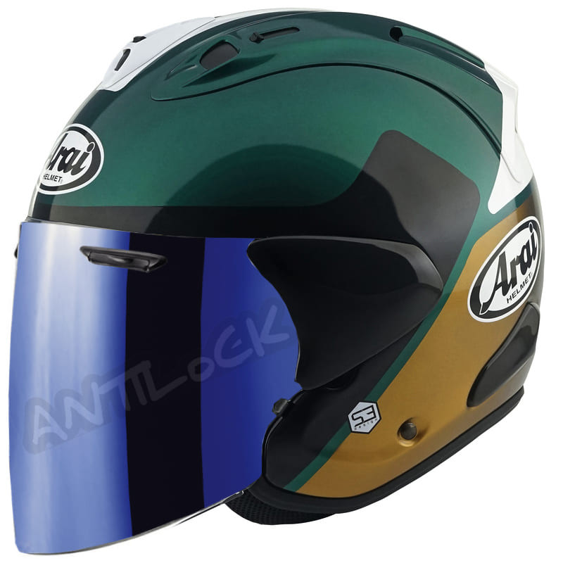 ARAI JET SZ-R VAS EVO LEGANTE VERT + VISIÈRE MIROIR BLEU