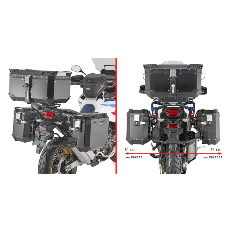 GIVI SUP VALISE MONOKEY OUTBACK A DECROCHEMENT (VAL. DROITE) OBKES  AFRICA TWIN (PLOS1178CAM)