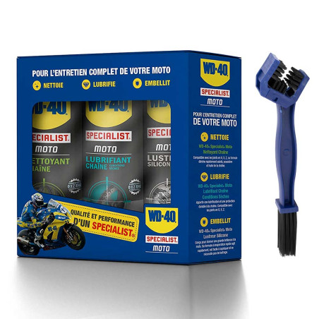 WD40 KIT SPRAY TRIPACK + BROSSE SPECIALE CHAINE