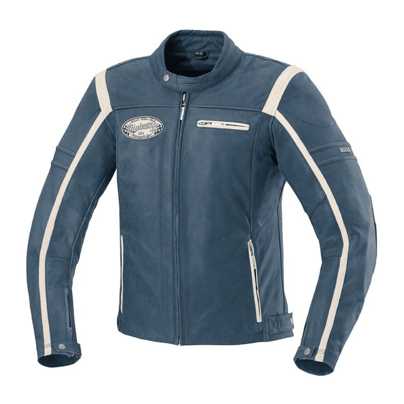 IXS BLOUSON CUIR SHAWN BLEU