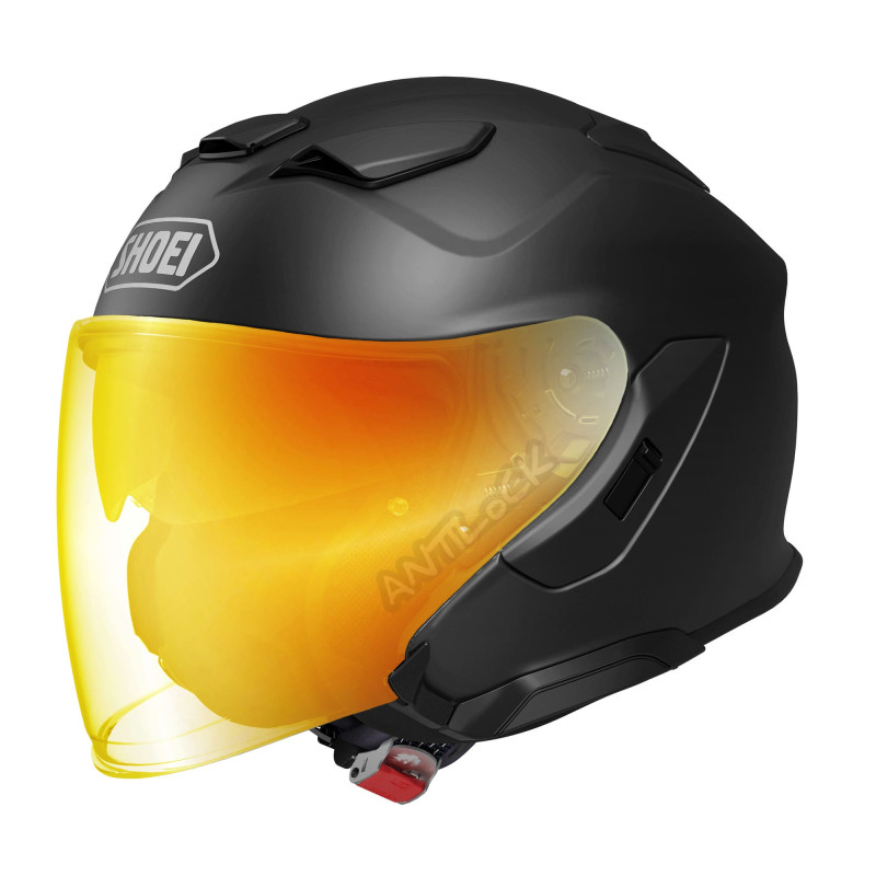 SHOEI J-CRUISE 3 MAT - NOIR MAT AVEC VISIÈRE MIROIR OR ROUGE
