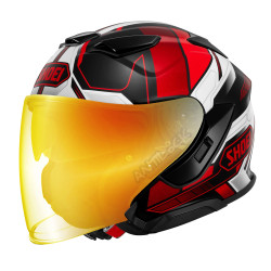 SHOEI J-CRUISE 3 WHIZZY AVEC VISIÈRE MIROIR OR ROUGE