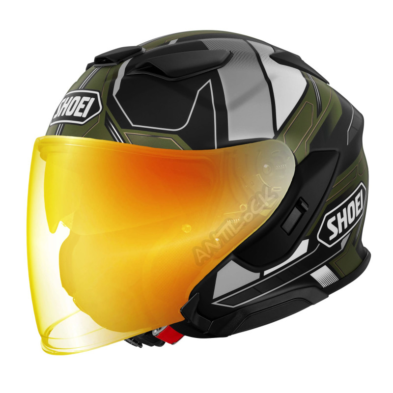 SHOEI J-CRUISE 3 WHIZZY - TC11 AVEC VISIÈRE MIROIR OR ROUGE