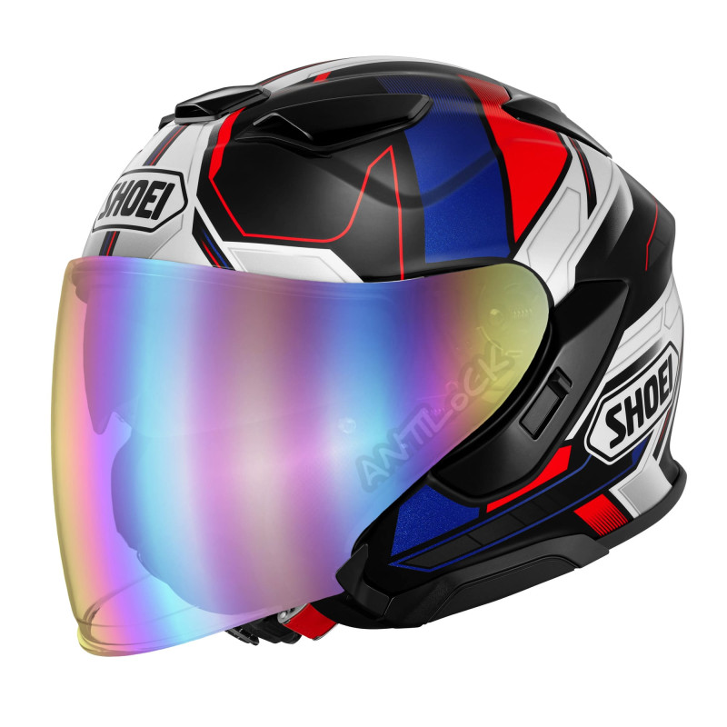 SHOEI J-CRUISE 3 WHIZZY - TC10 AVEC VISIÈRE MIROIR ARC EN CIEL