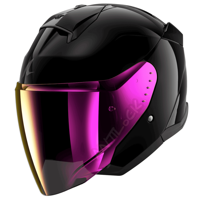 SHARK SKWAL JET BLANK AVEC VISIÈRE MIROIR ROSE - NOIR