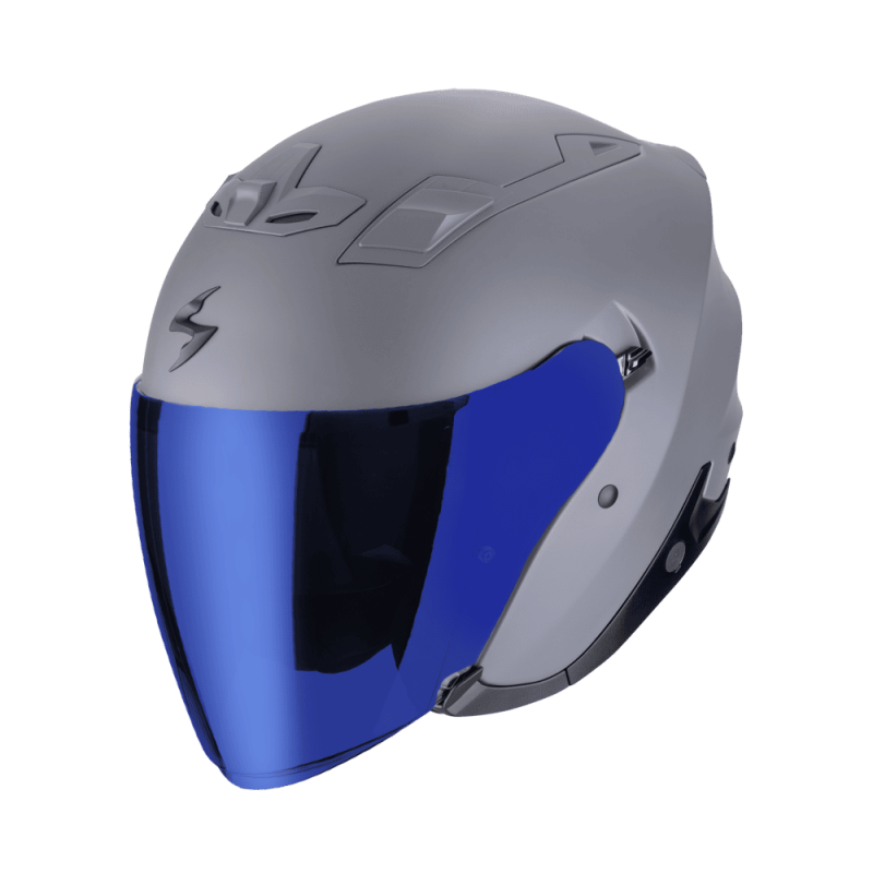 SCORPION EXO-Z1 MAT - GRIS AVEC VISIÈRE MIROIR BLEU