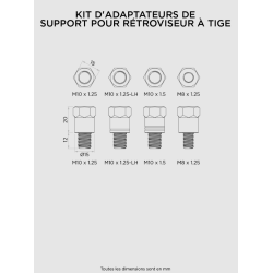 QUAD LOCK KIT D'ADAPTEURS DE SUPPORT POUR RETROVISEUR A TIGE