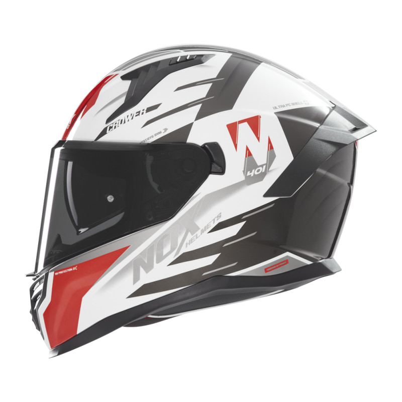 NOX CASQUE INTEGRAL N401 CROWER - BLANC/ROUGE