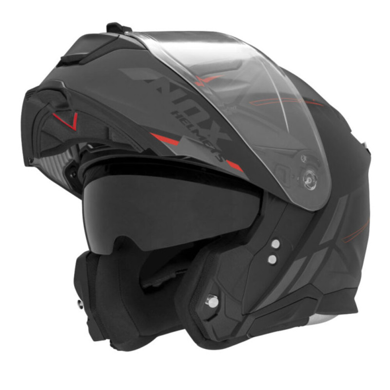 NOX CASQUE MODULABLE N967 SYNCHRO MAT - NOIR/ROUGE
