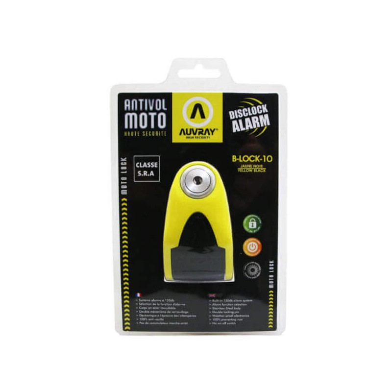 AUVRAY BLOQUE DISQUE ALARME B-LOCK-10 JAUNE/NOIR CLASSE SRA